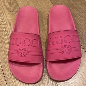 Pink Gucci pool slides